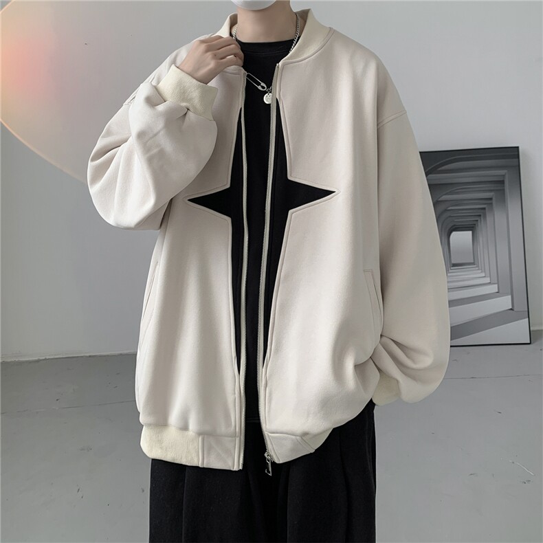 特P60控108卫衣美式复古撞色华棉飞行棒球服男女夹克外套XJ2408图片