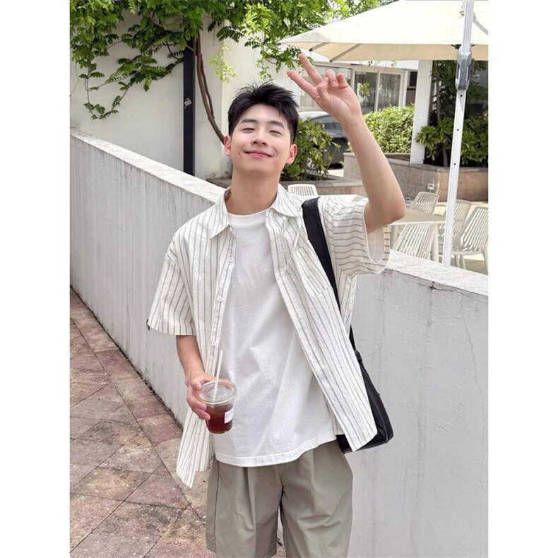 条纹短袖衬衫ZC0125-P33,男装T恤,星座313A(原308A-2)