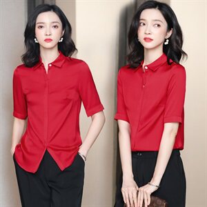 重磅真丝衬衫女2024年夏季新款高端气质短袖职业装缎面桑蚕丝上衣