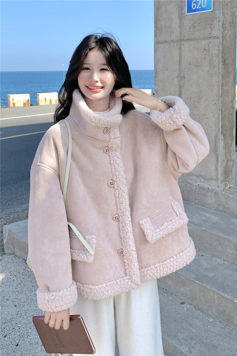 2025冬装新款复古气质皮毛一体外套7306-P195-K288,女装短外套,浙宝152