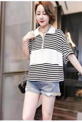 针织小领子条纹拼接，女装，欧奢曼ST