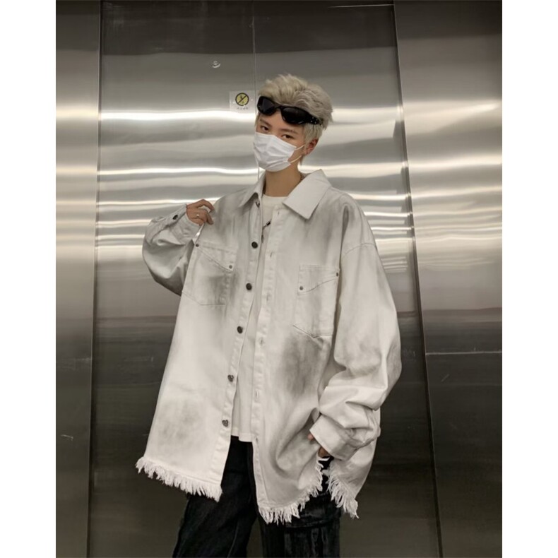 牛仔外套男士韩版潮流美式高街字母宽松2024秋冬ins外套W6022-P64，男装工装外套，星座412-3