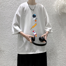Q11165-P30春夏季七分袖t恤男大码五分袖男短袖中袖大皂风，男装T恤，电商A040