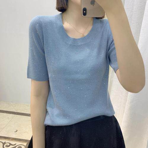 秋季新款羊毛烫钻打底衫，其它，蓝涩萱