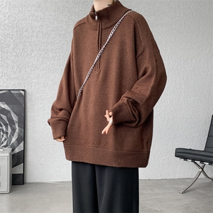 8XL-M复古半拉链立领毛衣男大码宽松针织线衫上衣外套MY1507/P75图片