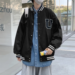 欧美格子棒球服外套男春秋潮牌ins街头宽松情侣休闲夹克JK40-p55图片