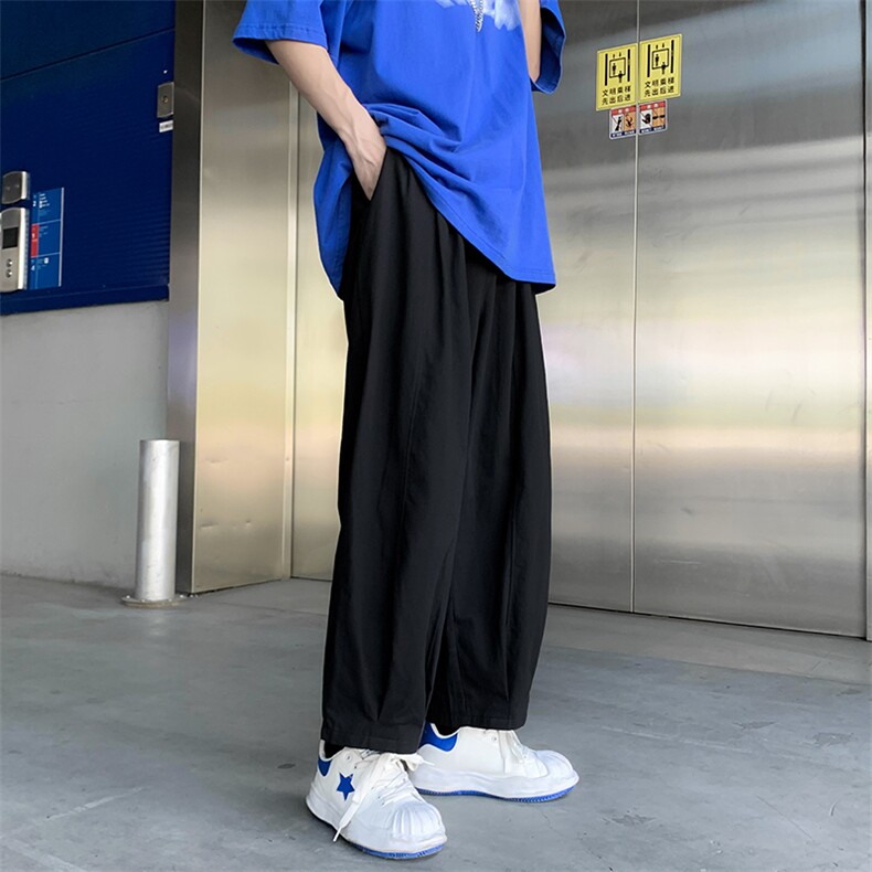 日系裤子男女ins港风潮牌坠感阔腿裤韩版学生九分休闲裤K2636-P35,男装休闲裤,星座1008