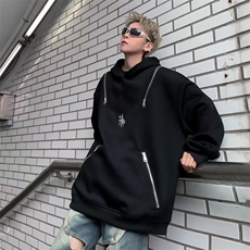 重磅卫衣美式高街男解构风金属拉链连帽欧美hiphop外套QW338-P50，男装卫衣，星座1008