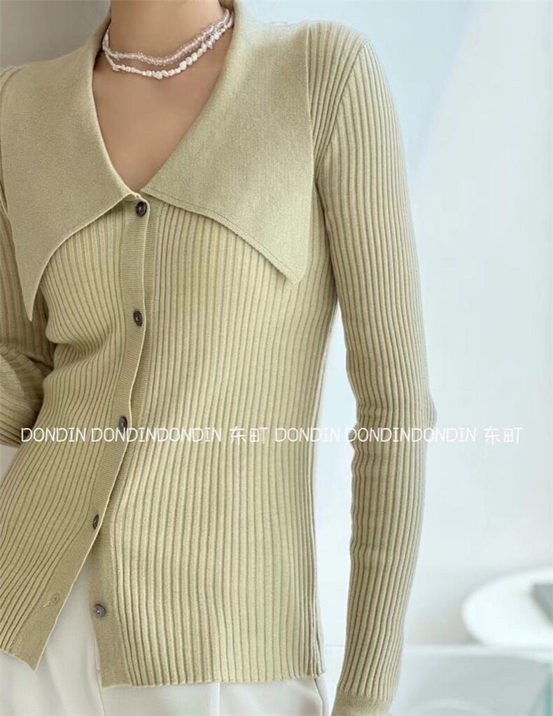 秋冬上新法式大翻领羊毛针织衫，女装针织衫/毛衣，东町