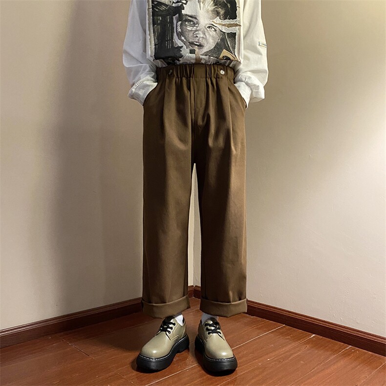 休闲裤男韩版潮流高街帅气2023春秋新款ins宽松直筒裤K3345-P37图片