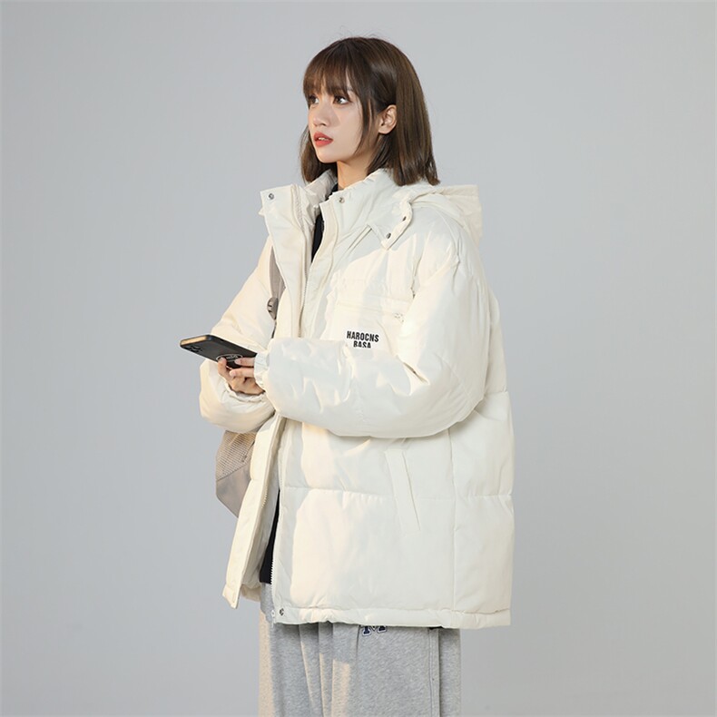 A269-P85 冬季宽松防风连帽上衣棉胸标设计服港风外套图片