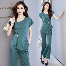 高级感职业套装女2023年夏季新款时尚气质女神范薄款阔腿裤两件套，女装套装/套裙，火爆靓佳人