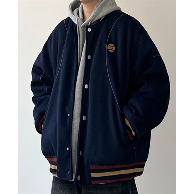 棒球服外套男冬季新款百搭宽松休闲刺绣保暖棉服 MY19图片