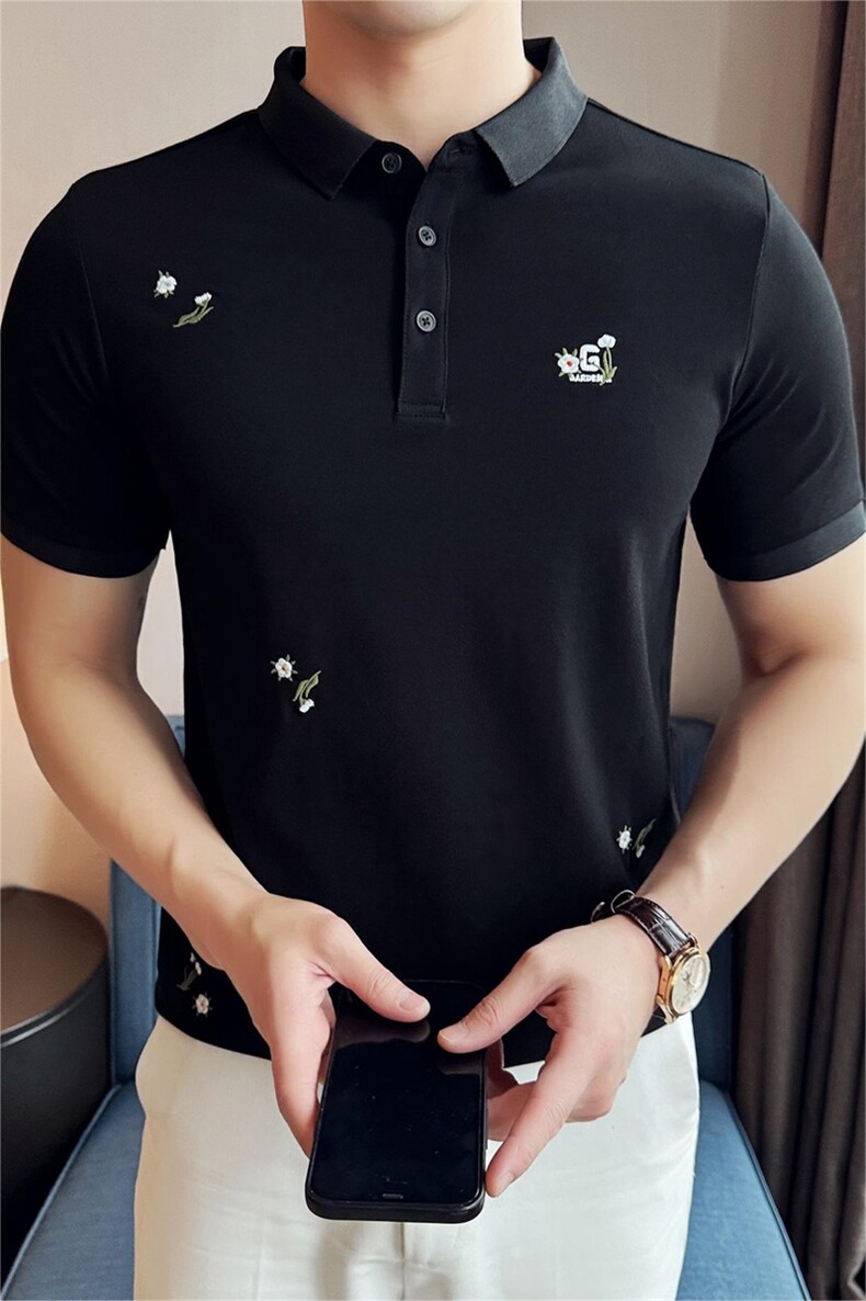 2024数据款潮碎花短袖T恤风翻领Polo衫男T0285-P48,男装T恤,电商D342