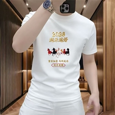 1586-1/TJT1441/P32休闲简约纯棉短袖男士重磅宽松透气圆领半袖，男装T恤，星座1506-1