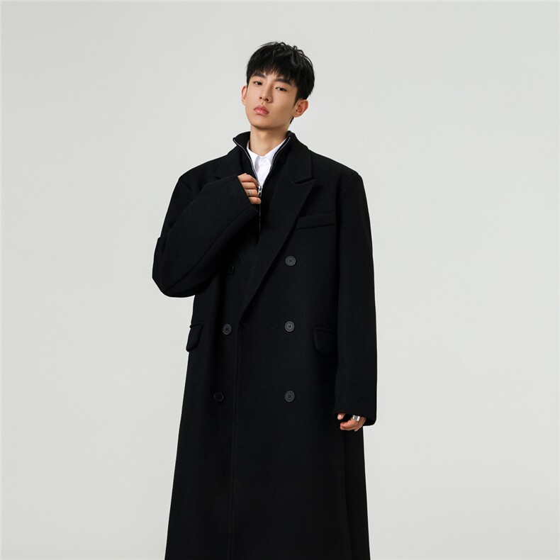 直播高品质韩系高级感中长款过膝毛呢大衣休闲风衣外套，男装风衣，电商A430（原星座702）
