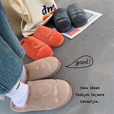 秋冬新品笑脸情侣棉拖鞋韩版加绒室内居家男女防滑潮鞋TX31-P16，男鞋拖鞋，星座1501