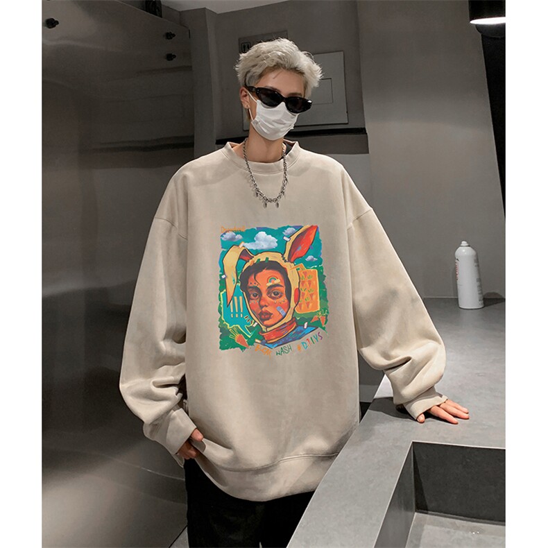 抖音得物供货提供视频秋冬重磅美式麂皮绒圆领卫衣JY330,男装卫衣,电商A486
