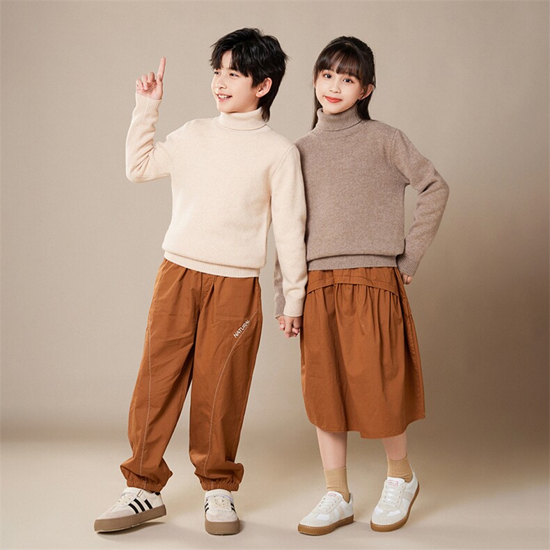 时尚儿童高领毛衣纯色舒适保暖针织衫男女童秋冬新款，童装儿童针织衫，质第童装店