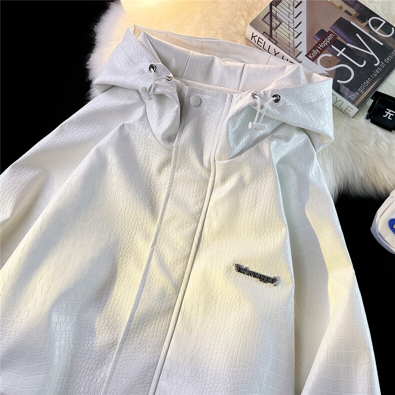 1鳄鱼纹连帽冲锋衣大码M-5XL面层：PU皮夹克男JK8744P90控128，男装夹克，星座226-2