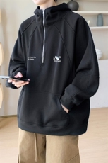 内景秋冬半拉链连帽卫衣男潮重磅复古宽松外套WY00757/P55加绒P60，女装短外套，电商B316