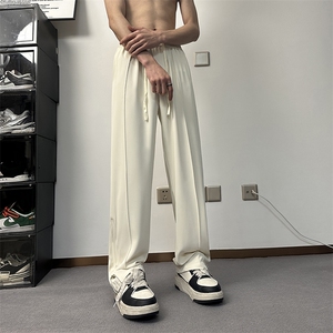 港风垂感宽松直筒裤男2025夏季新款松紧抽绳微喇西裤XK301-P50图片