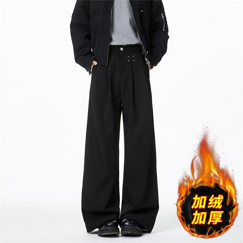 cleanfit褶皱西裤男款秋冬垂坠感高级感裤子直筒美式阔腿休闲长裤，男装西裤，星座813-2