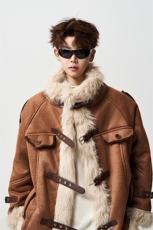 有长图羊羔毛冬季皮毛一体立领棉衣服男潮宽松外套MF00829/P150，男装棉衣，电商B316