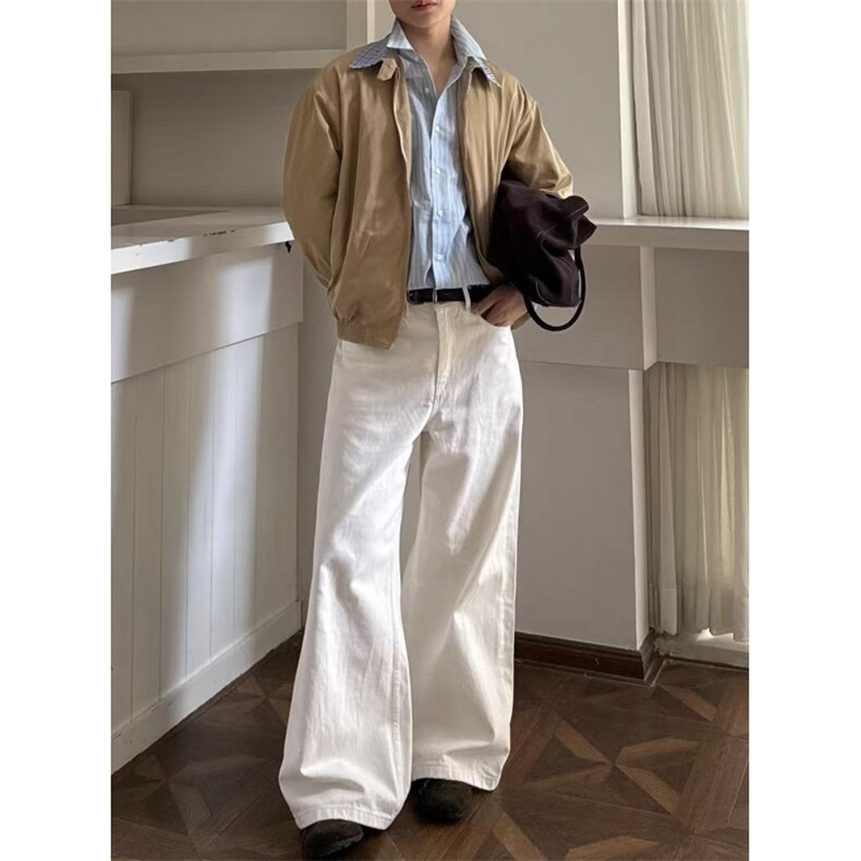 假两件miu系卡其藏蓝哈灵顿夹克外套学院风cleanfit老钱JKK29p65,男装夹克,电商D256