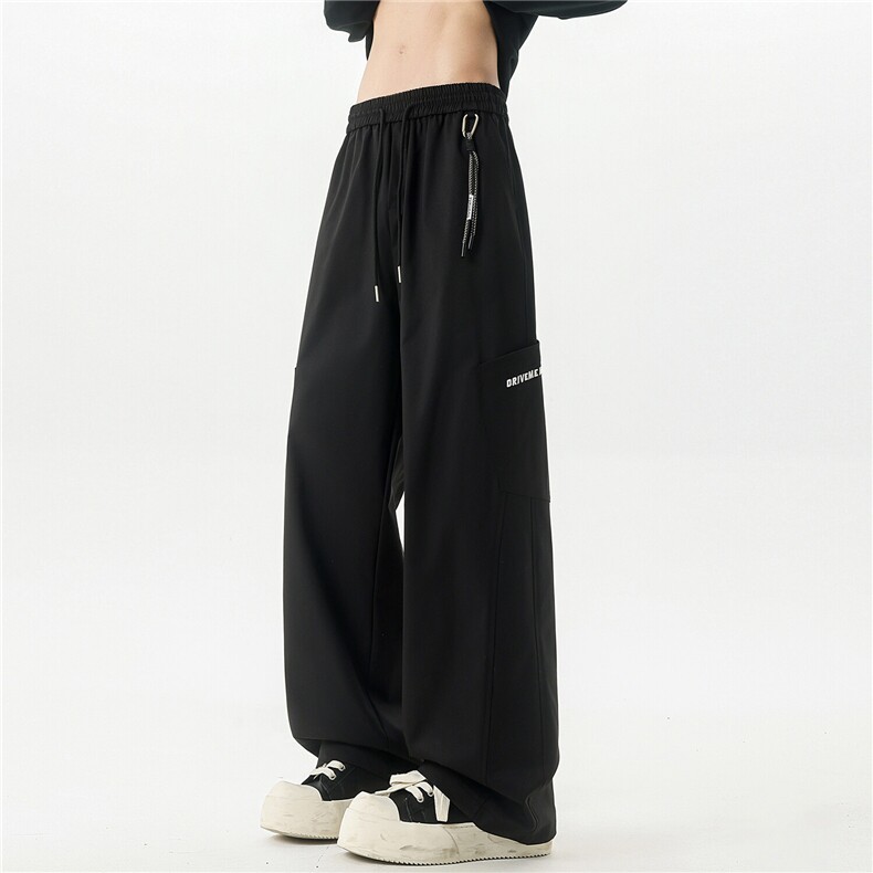 高级黑色潮牌主推大口袋刺绣腰扣伞兵工装裤X416B-KL1057-p55限88，男装休闲裤，星座416B