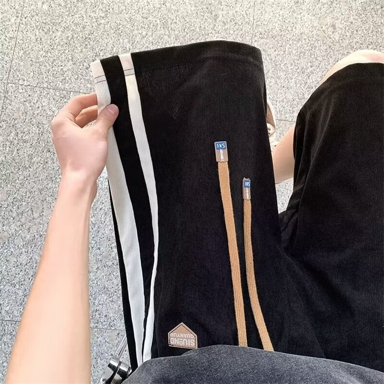 短裤男士2024夏季新款五分中裤潮牌复古宽松直筒休闲运动裤图片