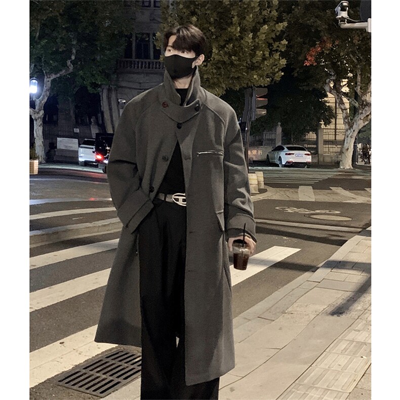 FY518-P125控168 700克重磅长款毛呢外套男慵懒风宽松呢子大衣图片