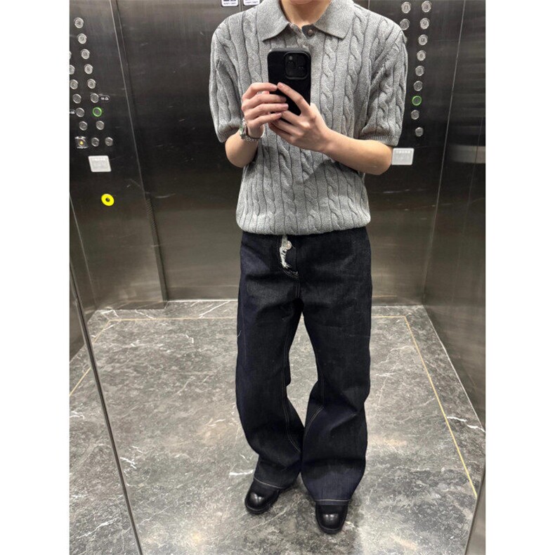 【有货】Z96CC-特P39绞花翻领polo衫男女正肩针织短袖t恤,男装T恤,星座1007（原301D）