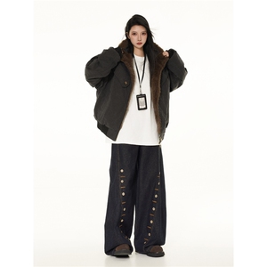 1506-1/MM6058/P116美式保暖座山雕加绒加厚宽松潮牌棉服图片