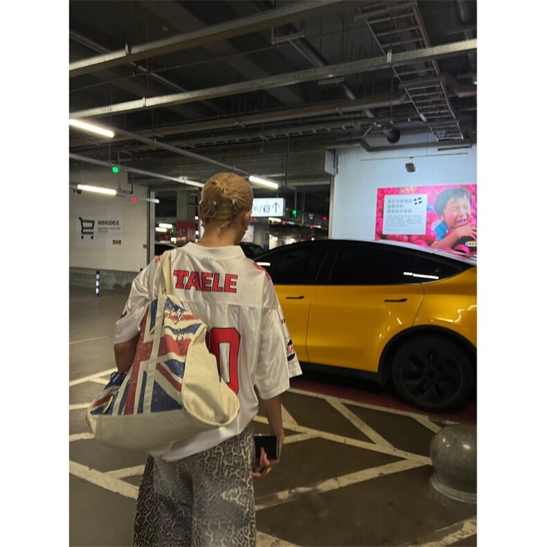 美式运动风数字印花短袖球衣夏季男女宽松休闲百搭打底上衣，男装T恤，星座506A