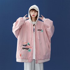 中性风2023秋季设计感小众港风涂鸦印花连帽夹克G22p65控88，男装夹克，A247A