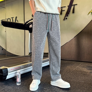 KK191-P58  阔腿休闲裤运动裤直筒宽松条纹高街男士弯刀裤图片
