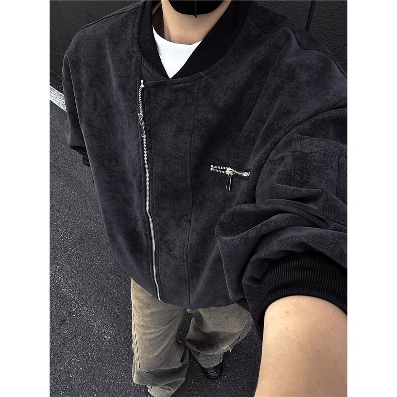 皮衣外套男款春秋季设计感扎染pu皮夹克潮牌飞行员棒球服JKX22,男装夹克,星座516A