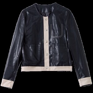 现货主推2022年秋季新款修身显瘦显高拼接皮衣外套女两件套，女装套装/套裙，潮流依族