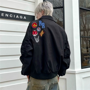 网红美式高街徽章字母印花棒球服男春秋季潮牌宽松百搭情侣外套图片