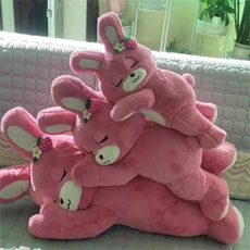 乐雯毛绒玩具 粉色趴趴兔