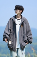 秋冬二开原创港风相机片大码宽松连帽夹克外套男J877P88，男装夹克，电商A029