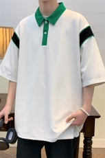 夏装青少年运动休闲半袖男女2023简约撞色短袖T恤629-P35控价58，男装T恤，电商A441-1