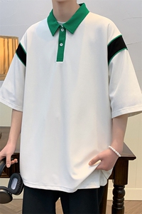 夏装青少年运动休闲半袖男女2023简约撞色短袖T恤 629-P35控价58图片