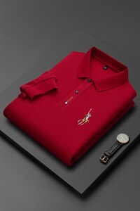 翻领POLO衫男春秋季2023新款长袖t恤中年纯棉刺绣男装商务上衣图片