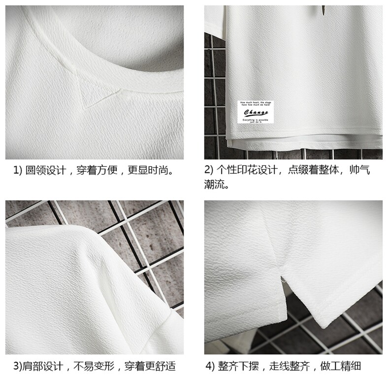 Q11062-P30春夏季七分袖t恤男大码五分袖男短袖中袖网格挂拍,男装T恤,电商A040A