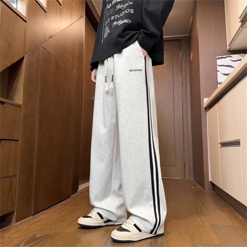 条纹设计感直筒休闲卫裤CK63M-3XL特P30，男装休闲裤，电商B325