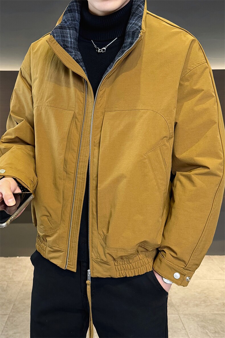 主推款90标撞色格子领立领白鸭绒羽绒服保暖外套YR9017-P289,男装羽绒服,电商D342