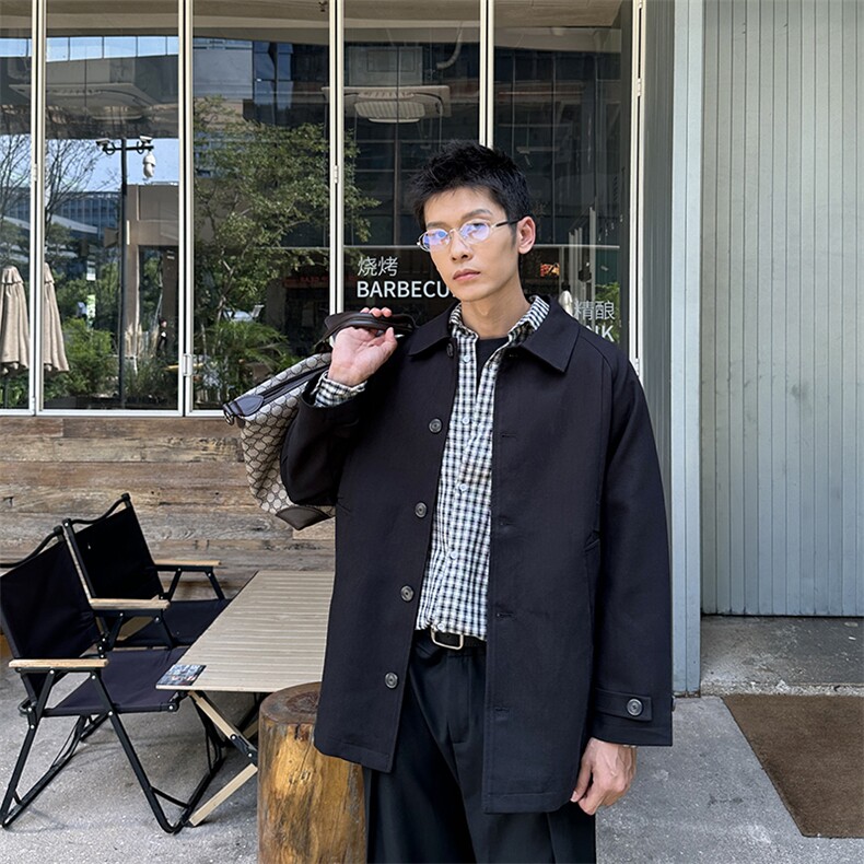 老钱风高端中长款宽松大衣外套 风衣夹克男A236-FY8003-P140图片