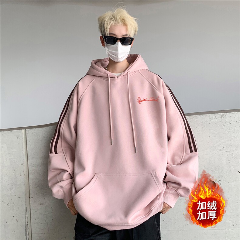高品质！全棉重磅400克潮牌宽松三条杠连帽卫衣RH1410JR特p68,男装卫衣,星座610B-1